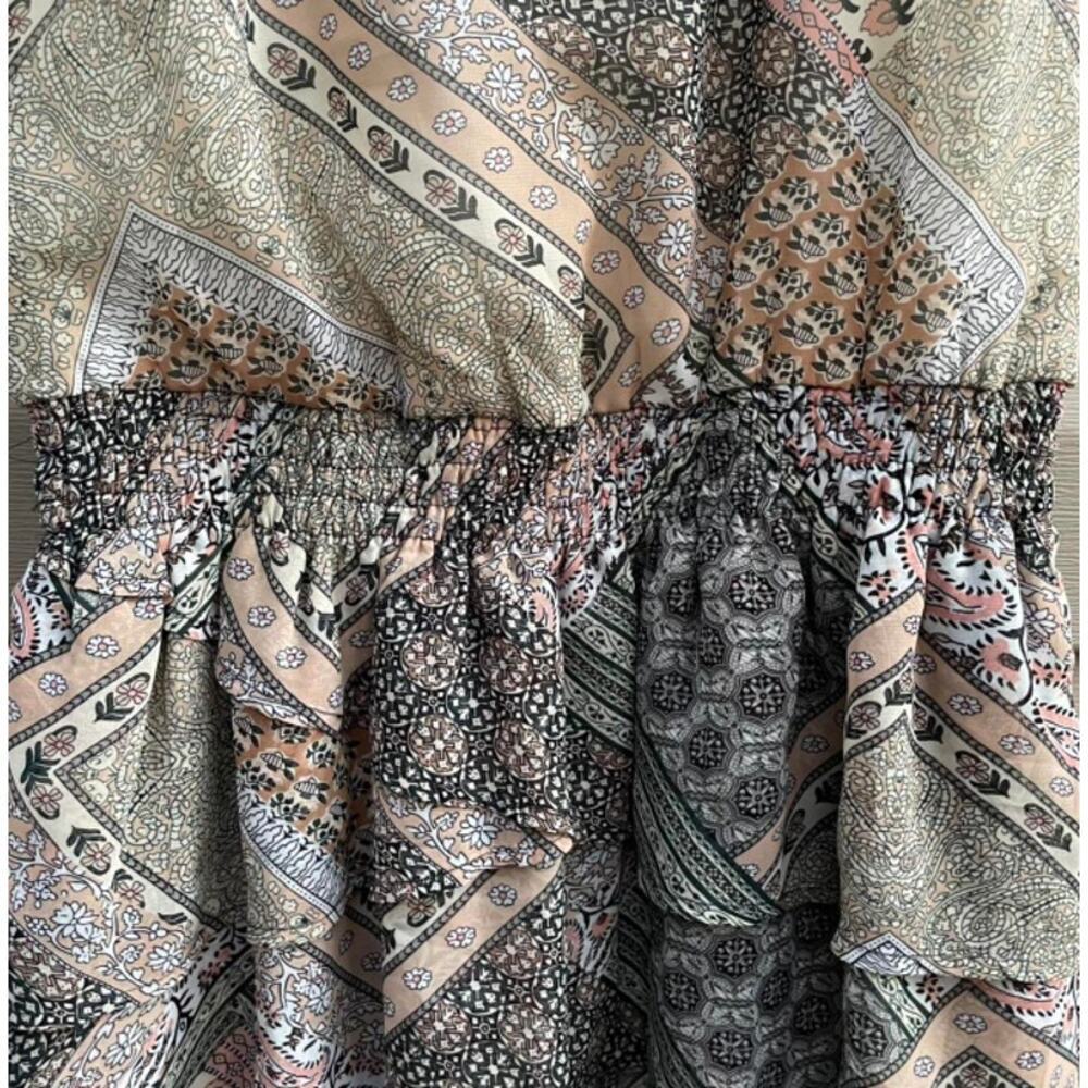 Nylore Apparel Mixed Patchwork Paisley Sleeveless Ruffle Dress Medium - Picture 6 of 7